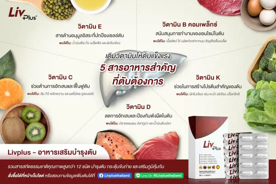 วิตามินบำรุงตับและแหล่งอาหารสำหรับวิตามินต่าง ๆ
