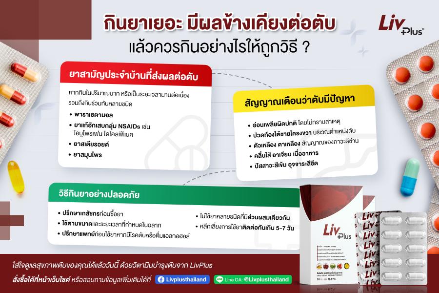 อินโฟกราฟิกเกี่ยวกับการกินยาเยอะ ผลข้างเคียงตับ ต้องกินอย่างไร ให้ถูกวิธี